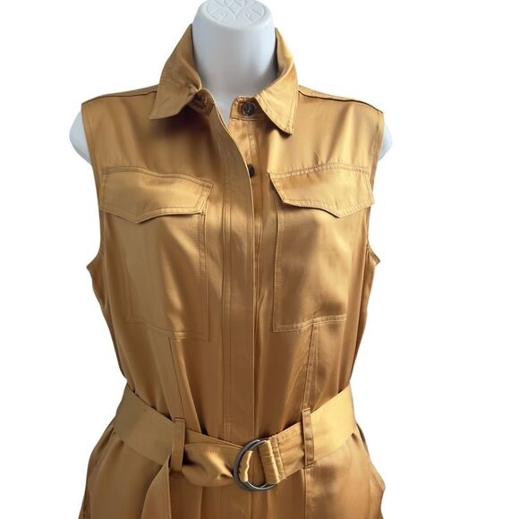 Banana Republic Golden Tan Silk Sleeveless Romper XS - Picture 2 of 9